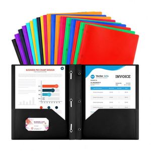 Customized Colorful <b>Plastic</b> File Folders Durable PP Document Organizer Two <b>Pocket</b> 3 Holes Ring Folder File Cover Binders - Product Image 1