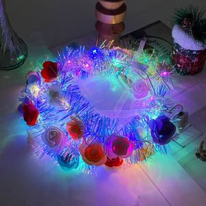 Serre-tête lumineux en forme de couronne, 10 lumières LED dorées avec fleurs, pour la décoration de fête d'anniversaire d'enfants - Product Image 1