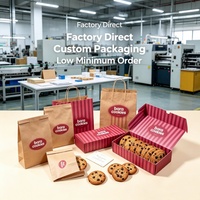 Caja de Galletas con Rayas Rosas y Logotipo Personalizado, Caja de Embalaje para Galletas con Chispas de Chocolate de Grado Alimenticio, Bolsas de Papel para Regalo de Galletas