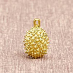 Chaveiro de frutas duriano de material de latão, enfeite pequeno personalizado de galvanoplastia de cor - Product Image 4