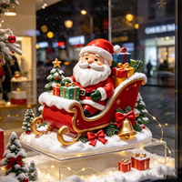 Figurine en résine du Père Noël sur traîneau, décoration de table de Noël avec boîtes cadeaux et cloche, ornement de maison pour les fêtes, cadeau de Noël pour la famille