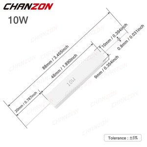 10 pièces 10W 5% ciment résistances bobinées 1 - 10K <span class=keywords><strong>Ohm</strong></span> 10Watt inductif fil fixe enroulé <span class=keywords><strong>résistance</strong></span> céramique 10 15 100 250 1K 1Kohm - Product Image 3