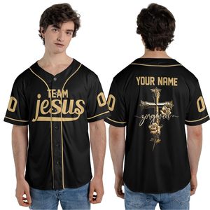 Vêtements chrétiens nom personnalisé maillot de baseball impression 3d jésus vêtements vintage baseball chemise hommes unisexe t-shirt - Product Image 5