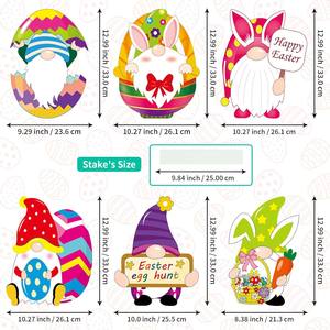 Panneaux de cour de Pâques, décorations extérieures en <span class=keywords><strong>carton</strong></span> de signes de jardin, ornements de décoration de fête de 13 pouces piquets de pelouse pour la chasse aux œufs de Pâques - Product Image 3
