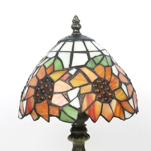 LongHuiJing Sunflower Tiffany Style Table Lamp Antique Desk Lamps Stained Glass Lampshade <b>Lights</b> - Product Image 3
