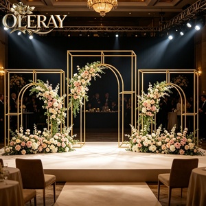 Arche circulaire en métal de <span class=keywords><strong>9</strong></span>,5 pieds, grande taille, pour décoration de toile de fond de mariage, anniversaire, fête, avec fleurs artificielles - Product Image 6