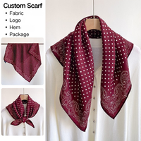 Écharpe imprimée double face personnalisable, motif classique à pois bordeaux et cachemire, châle carré pour femme, collection automne