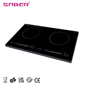 Double flat smart induction cooker LED display touch induction cooktops plastic housing kitchen cookers with 60 mins timer