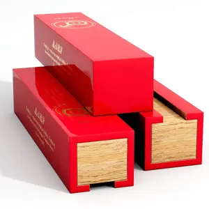 Scatola di sigari vuota in legno di cedro spagnolo laccato lucido singolo estraibile rosso all'ingrosso