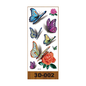 Adesivi per Tatuaggi Temporanei 3D Serie Farfalle e Rose Colorate Realistiche Personalizzate per San Valentino per Viso Donna - Product Image 2