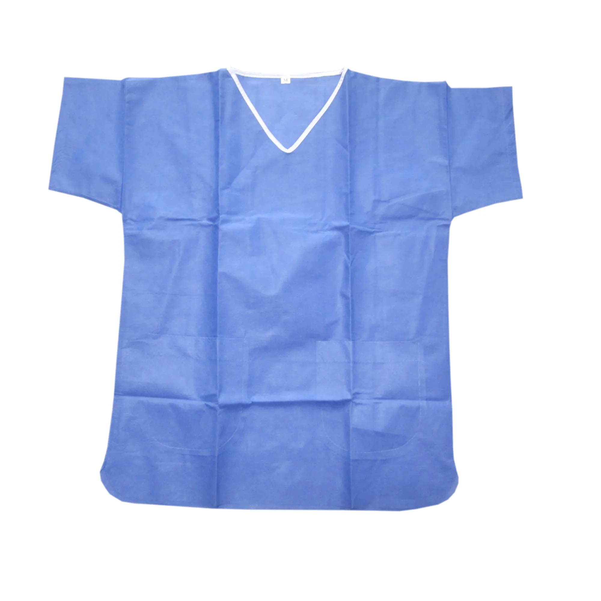 Yumuşak kısa kollu hastane tıbbi tek kullanımlık hasta soyunma törenlerinde kolsuz hasta elbisesi