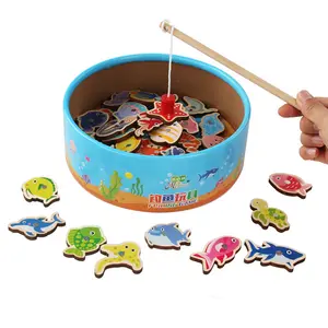 CHENQUE הנמכר ביותר 41pcs עץ מגנטי דיג משחק צעצועי חדש עיצוב ילדי דגי ים קוגניציה צעצועים חינוכיים