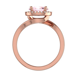 925 Sterling Silver Rose Gold Plated Oval Pink <b>CZ</b> Halo Engagement <b>Ring</b> White <b>CZ</b> Accents | Women's Trendy Elegant Fashion Jewelry - Product Image 2