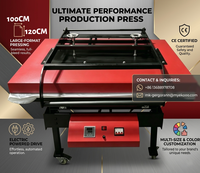 Presse à chaud électrique grand format 100 x 120 cm à clapet pour pièces découpées, sublimation, avec assistance par chocs à gaz