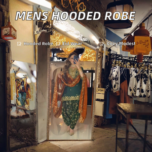 Vêtements indiens pour hommes, robe à capuche en fausse fourrure, caftan, thobe, cape pakistanaise, jubba musulmane, chemise longue islamique, sweat-shirt blanc - Product Image 2