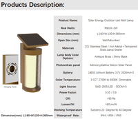 Lampe murale LED solaire extérieure IP44 2W en acier inoxydable 201 avec diffuseur en verre pour aménagement paysager et villa, garantie 3 ans