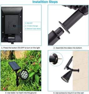 Lampu Sorot Tenaga Surya Luar Ruangan 2-in-1 Berwarna Dapat Disesuaikan 7 LED Tahan Air Lampu Keamanan Lampu Sorot Tenaga Surya untuk Halaman Tangga Jalan Taman - Product Image 3