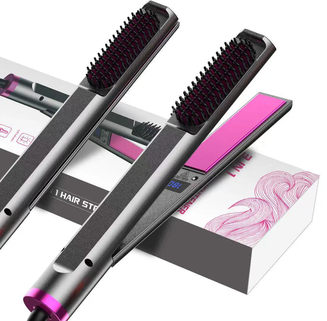 Beauty care product USB rechargeable hair straightener brush and hair comb to straightener hair care