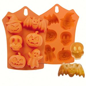 Molde de silicona reutilizable de 6 cavidades con forma de calabaza para hacer velas, jabones y resina DIY con diseño de cara de meme de Halloween - Product Image 1