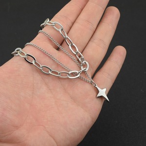 New Simple Niche Design Titanium Steel Double Layered <b>Cross</b> Pendant Necklace Silver Plated Unisex's Necklaces Wholesale Jewelry - Product Image 1