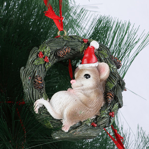 Petits pendentifs de Noël transfrontaliers, décorations d'arbre de table de salon en résine, artisanat, cadeau de fête - Product Image 2