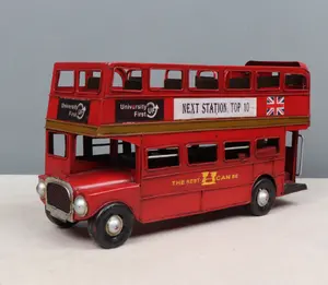 Die Cast Bus โมเดลรถบัสโบราณ,รถโดยสารแฮนด์เมดคลาสสิกโบราณสำหรับตกแต่งบ้าน/คาเฟ่/ผับหรือของขวัญแฟชั่นเก่า