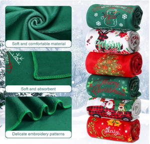 Nouvelle décoration de Noël brodé essuie-mains Père Noël Renne Bonhomme de neige Arbre de Noël Serviettes à vaisselle Serviettes de bain en tissu - Product Image 4