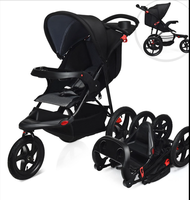 Poussette de jogging pliable rapide à 3 roues réglable, amortissant les chocs, pour les voyages en plein air, poussette pour bébé