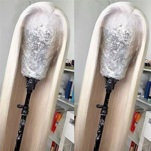 Parrucca frontale in pizzo dritto <span class=keywords><strong>capelli</strong></span> umani pizzo svizzero trasparente colore argento bianco 13x4 parrucche brasiliane anteriori in pizzo - Product Image 3