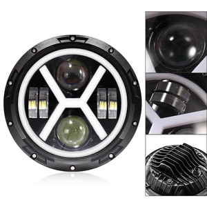 Faros LED Redondos en Forma de X de 7 Pulgadas, 65W, 12V, Doble Color, Ojos de Ángel, para Wrangler, DOT H4, 6500 Lúmenes, 2 Años de Garantía - Product Image 4