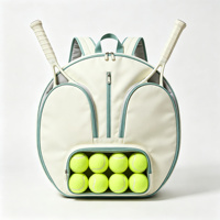 Sac à dos de tennis rond crème menthe, sac double pour raquettes avec deux poches avant pour raquettes, poche centrale zippée, bretelles rembourrées