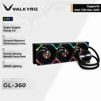 Refroidisseur de processeur liquide VALKYRIE GL-360 AIO avec radiateur de 360 mm, tête de pompe métallique à détection de gravité, éclairage ARGB, haute performance pour PC