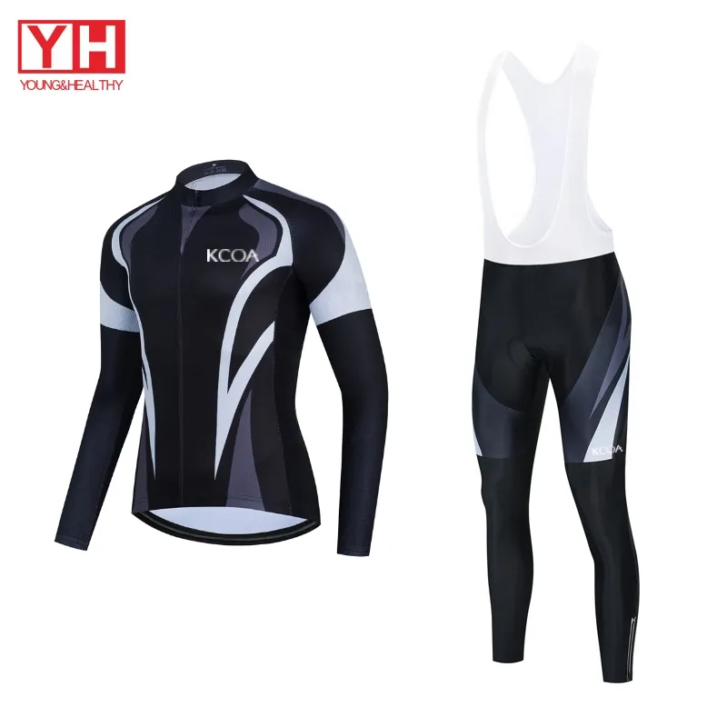 Oem Custom Private Label Fleece Mtb Mountain Bike Jerseys And Pants Winter Long Sleeve Men Cycling Wear Sublimation Fabric