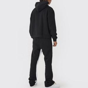 Conjunto Deportivo Personalizado de Algodón 100% para Invierno, Pantalones Deportivos Acampanados y Sudadera con Capucha, Unisex - Product Image 3