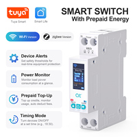 Disjoncteur intelligent WIFI TUYA, mini-interrupteur avec écran LED, 1P 63A, courant réglable, télécommande via l'application Smart Life