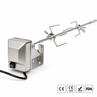 Kit Motor Rotisserie Listrik, Tongkat Tusuk BBQ, Gagang Garpu Motor yang Dapat Disesuaikan, Pemberat Penyeimbang Panggangan