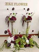 Arrangement floral artificiel d'hortensia bordeaux et d'anthurium, bouquet de fleurs artificielles de lys calla rouge foncé pour la décoration de la maison, des mariages et des fêtes