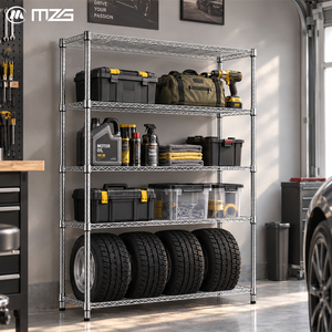 Étagères de rangement d'outils réglables robustes MZG, unité d'étagère métallique stable pour garage, cuisine, organisateur industriel - Product Image 1