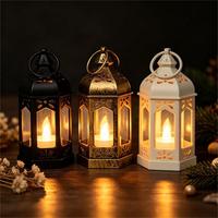 Lanterne suspendue LED hexagonale rétro en gros, fonctionnant sur piles, pour Noël, Ramadan, Aïd al-Fitr, décorations de maison pour les fêtes musulmanes