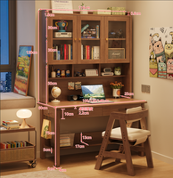 Escritorio de Oficina de Madera Maciza, Escritorio para Computadora o Escritorio de Estudio con Estantería para el Dormitorio o Apartamento