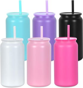 Vaso Térmico Clásico de 16oz <span class=keywords><strong>para</strong></span> Latas de Soda, de Acero Inoxidable, <span class=keywords><strong>para</strong></span> Sublimación, Tipo Mason Jar, con Tapa de Plástico y Popote - Product Image 1