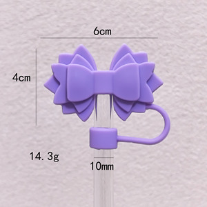 Capuchon de paille automatique en silicone mignon avec nœud de 10 mm, bouchon anti-fuite, accessoires pour gobelets et bouteilles, couvercle anti-poussière - Product Image 5