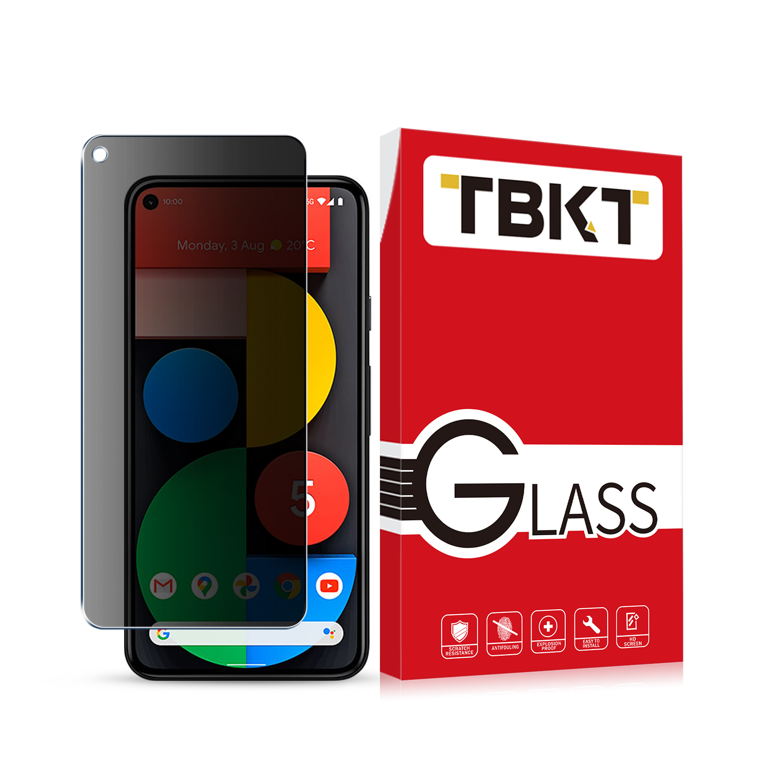 Full Glue 9H 2.5D Anti Peeping Spy Privacy Tempered Glass Screen Protector For Google Pixel 5