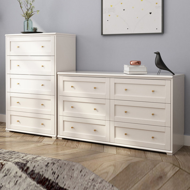 Five-drawer Solid Wood Storage Cabinet Simple Minimalist Modern Light Luxury Living Room & Bedroom TV Cabinet