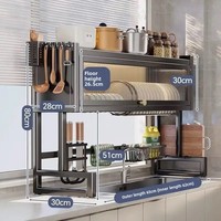 YOTO Égouttoir à Vaisselle de Comptoir Multifonctionnel Double Couche, Rangement de Cuisine sans Perçage et Anti-Poussière, Installation sur Pied