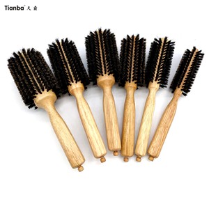 Premium rotondo in legno puro cinghiale setola <span class=keywords><strong>spazzola</strong></span> per capelli lisci e lucenti - Product Image 1