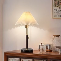 Lampe de table en bois et tissu de style rétro français du milieu du siècle, LED, trois couleurs, variateur d'intensité, interrupteur à bouton, éclairage d'ambiance pour chambre à coucher