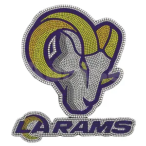 Warmte Afdrukken American Football Team Logo Nieuwe Rams Rhinestone Transfer Iron On Motif Bling Crystal Los Motief