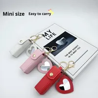 Porte-clés portable pour sac à rouge à lèvres, nouveau cadeau, porte-monnaie en PU, mini miroir de maquillage en forme de cœur pour filles, accessoire porte-clés Jinyi