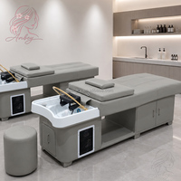 Lit de lavage multifonctionnel japonais pour spa capillaire avec bac intégré et appui-tête pour salon de coiffure, institut de beauté et massage thaïlandais